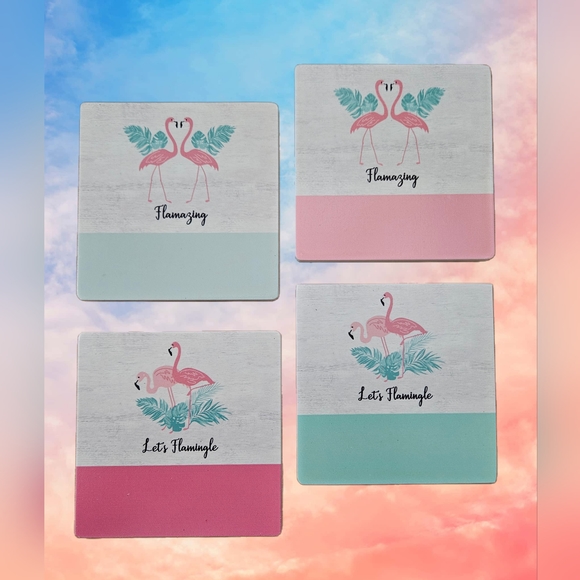 None Other - Flamingo Coasters Set of 4